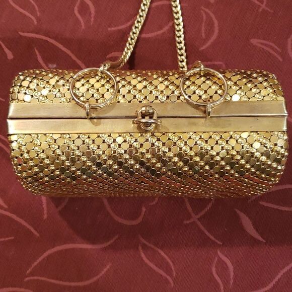 Vintage Goldtone Mesh Box Clutch Purse - Picture 3 of 11
